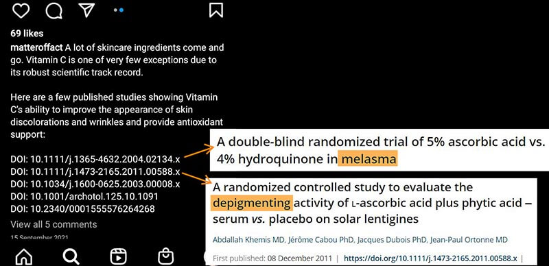 Matter of Fact Melasma Depigmenting Claims