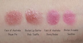 Face of Australia Glossy Lip Crayons – comparison swatches