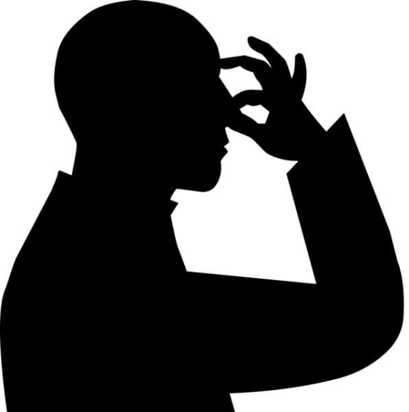 man holding nose