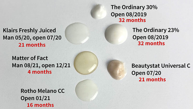 Vitamin C colour comparison